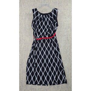 Connected Apparel Womens Sleeveless Midi Dress Black/White Rope Print Size 10